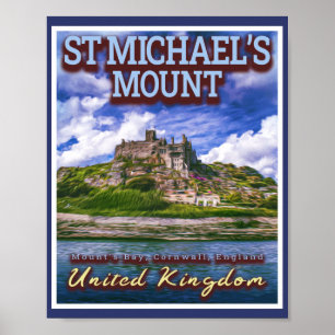 ST MICHAELS MOUNT - BEDRAGEN BAY CORNWALL ENGLAND POSTER