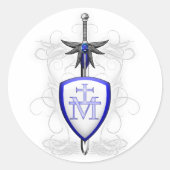 St. Michaels Zwaard Ronde Sticker (Voorkant)