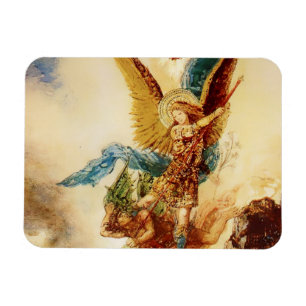 "St Micheal Vanquishing Satan" van Gustave Moreau Magneet