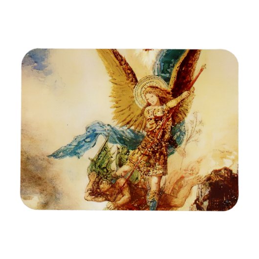 "St Micheal Vanquishing Satan" van Gustave Moreau Magneet (Horizontaal)