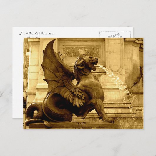 St. Michel Fountain - Parijs, Briefkaart Frankrijk (Voorkant / Achterkant)
