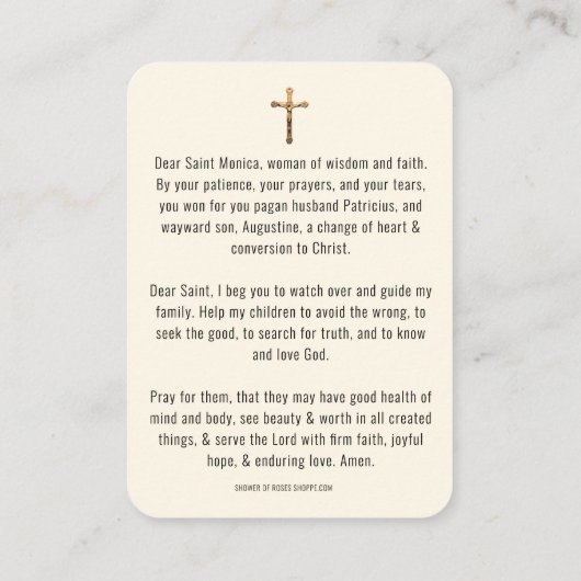 St. Monica Augustinus Katholieke Prayer Card Plaatskaartje (Achterkant)
