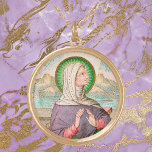 St. Monica of Tagaste (SAU 047; detail) Goud Vergulden Ketting<br><div class="desc">Ze was getrouwd met een misdadige, filanderende pagan, maar voedde drie kinderen op — twee jongens en een meisje — tot sainthood. De St. Monica of Tagaste in de Romeinse provincie Numidia (nu Souk Ahras, Algerije) is het poster kind voor de lang lijdende, Christelijke vrouw die getrouwd is met kinderen....</div>