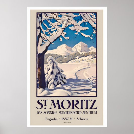 St. Moritz Engadin 1850m Zwitserland Wintersporten Poster (Voorkant)