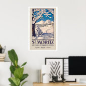 St. Moritz Engadin 1850m Zwitserland Wintersporten Poster (Thuiskantoor)