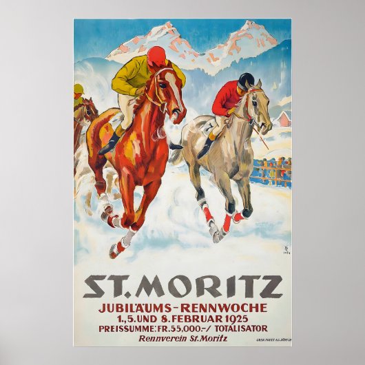St Moritz Jubiläums-Rennwoche 1925 Switzerland Poster (Voorkant)