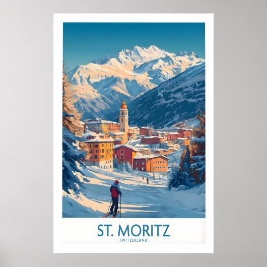 St Moritz Muurkunst Ski Poster 1 (Voorkant)