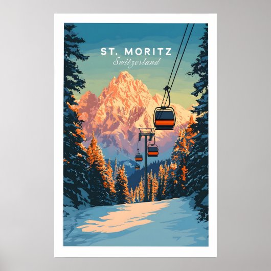 St Moritz Reisposter - Zwitserland 1 Poster (Voorkant)