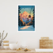 St Moritz Reisposter - Zwitserland 1 Poster (Keuken)