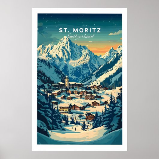St Moritz Ski-poster - Zwitserland 1 Poster (Voorkant)