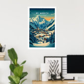 St Moritz Ski-poster - Zwitserland 1 Poster (Thuiskantoor)