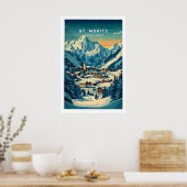 St Moritz Ski-poster - Zwitserland 1 Poster (Keuken)