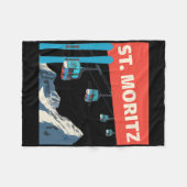 St. Moritz Skien - Retro St. Moritz Ski Fleece Deken (Voorkant (Horizontaal))