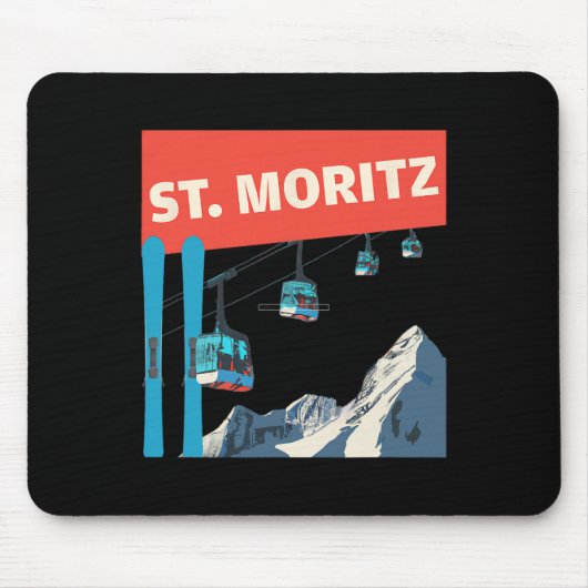 St. Moritz Skien - Retro St. Moritz Ski Muismat (Voorkant)