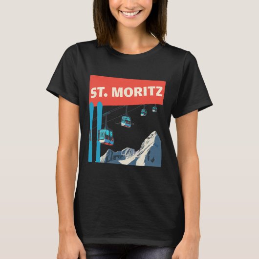 St. Moritz Skien - Retro St. Moritz Ski  T-shirt (Voorkant)