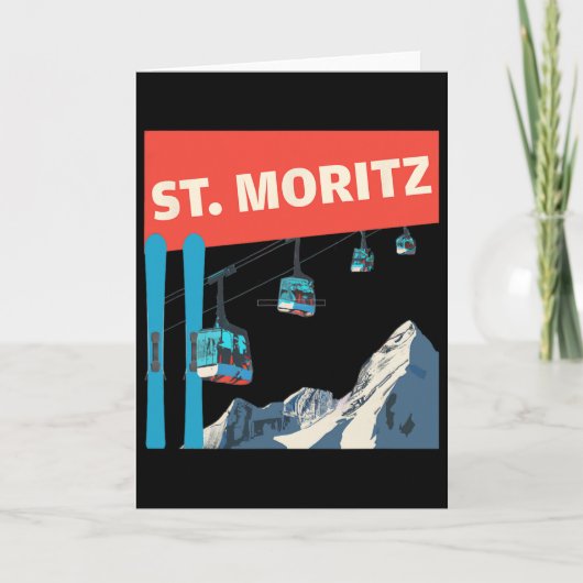 St. Moritz Skiing - Retro St. Moritz Ski  Kaart (Voorkant)