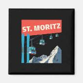 St. Moritz Skiing - Retro St. Moritz Ski  Magneet (Voorkant)