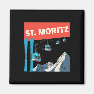 St. Moritz Skiing - Retro St. Moritz Ski  Magneet