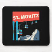 St. Moritz Skiing - Retro St. Moritz Ski  Muismat (Voorkant)