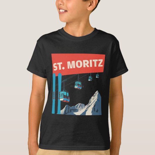 St. Moritz Skiing - Retro St. Moritz Ski  T-shirt (Voorkant)