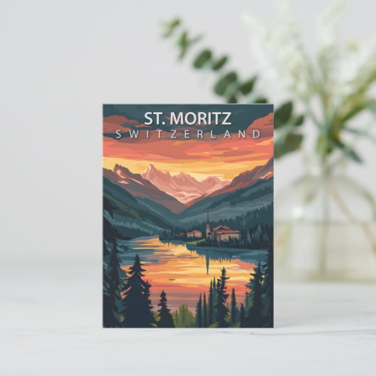St. Moritz Switzerland Travel Alpine Winter Briefkaart (Staand voorkant)