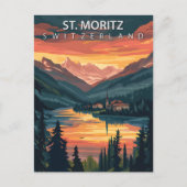 St. Moritz Switzerland Travel Alpine Winter Briefkaart (Voorkant)