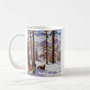 St. Moritz Vintage Skiers Alpine Elegance Kunst Koffiemok