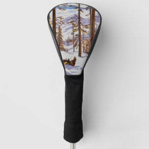 St. Moritz Vintage Skiërs Alpine Elegantie Kunst Golfheadcover