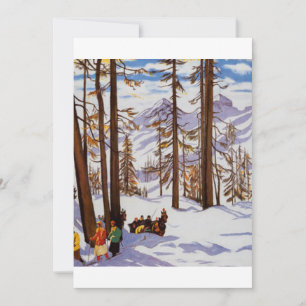 St. Moritz Vintage Skiers Alpine Elegantie Kunst Kaart