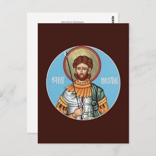 St Nestor of Thessolonica Prayer Card Briefkaart (Voorkant / Achterkant)