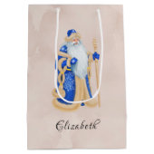  St. Nicholas Blue Christmas Custom Medium Cadeauzakje (Achterkant)