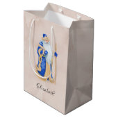  St. Nicholas Blue Christmas Custom Medium Cadeauzakje (Achterkant Gekanteld)