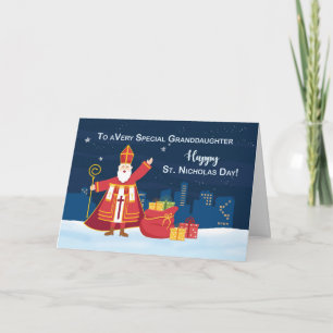 St. Nicholas Day naar kleindochter gevuld met vreu Kaart