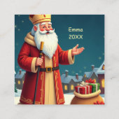 St. Nicholas Day Smiles and Warm Wishes Vierkante Visitekaartje (Achterkant)