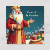 St. Nicholas Day Smiles and Warm Wishes Vierkante Visitekaartje (Voorkant)