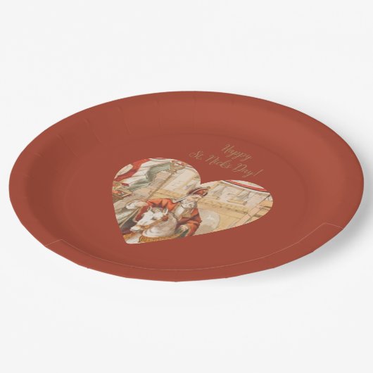 St. Nicholas Heart Sinterklaas St. Nick's Day Pape Papieren Bordje (Gekanteld)