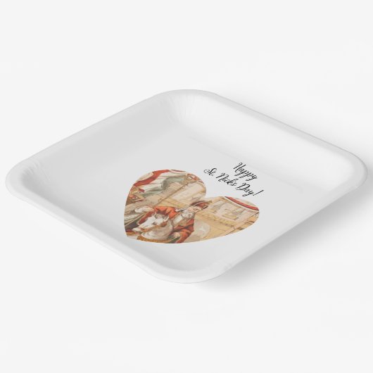 St. Nicholas Heart Sinterklaas St. Nick's Day Papieren Bordje (Gebogen)