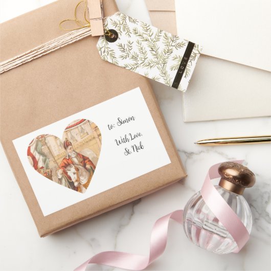 St. Nicholas Heart Sinterklaas St. Nick's Day Rechthoekige Sticker (Geschenken)