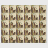 St Nicholas Krampus Pitchfork Priester Cadeaupapier (Vlak)