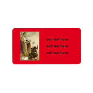 St Nicholas Krampus Pitchfork Priester Etiket