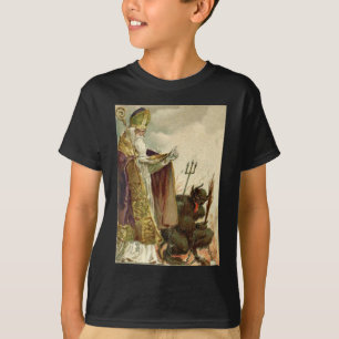 St Nicholas Krampus Pitchfork Priester T-shirt