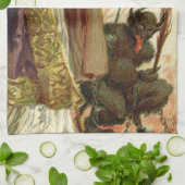 St Nicholas Krampus Pitchfork Priester Theedoek (Gevouwen)
