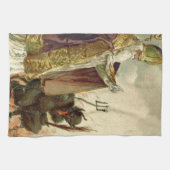 St Nicholas Krampus Pitchfork Priester Theedoek (Horizontaal)