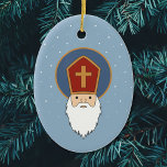 St Nicholas Ornament<br><div class="desc">Een St Nicholas ornament voor je kerstboom. Het wordt geleverd met een lichtblauwe achtergrond en sneeuw. Sinterklaas wordt begin december gevierd in Europa.</div>
