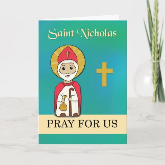 St. Nicholas Pray voor ons eenvoudige katholieke S Kaart (Voorkant)