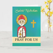 St. Nicholas Pray voor ons eenvoudige katholieke S Kaart (Gele Bloem)