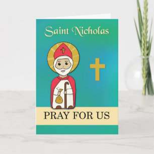 St. Nicholas Pray voor ons eenvoudige katholieke S Kaart