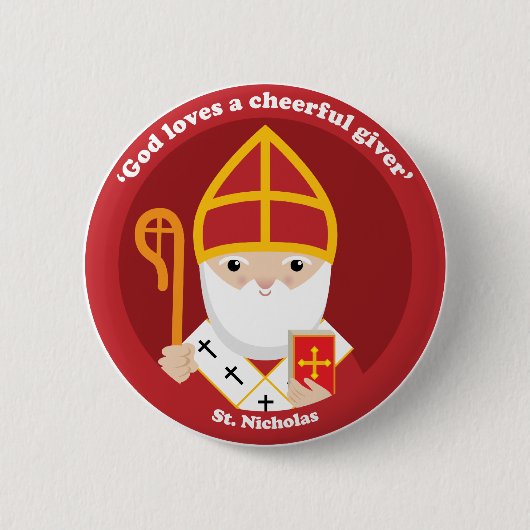 St. Nicholas Ronde Button 5,7 Cm (Voorkant)