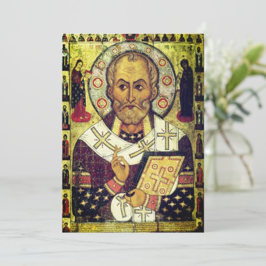 St. Nicholas Russian icon Bedankkaart (Staand voorkant)