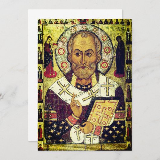 St. Nicholas Russian icon Bedankkaart (Voorkant / Achterkant)
